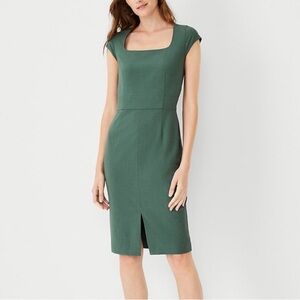Gorgeous green square neck sheath dress from Ann Taylor